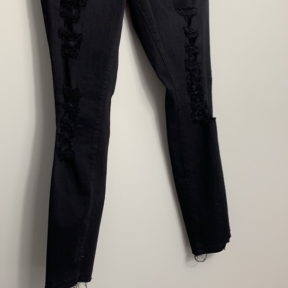 FRAME Le Skinny de Jeanne Crop Ripped Noir Size 27 - Picture 5 of 13